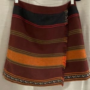 Loft Burgundy Mini Skirt with faux wrap